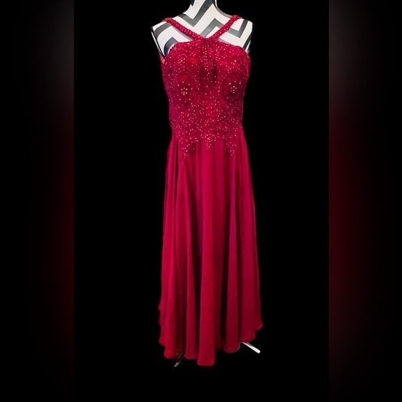 The Cindy Collection 2Xl Maroon Formal Evening Cocktail Dress - Picture 1 of 8